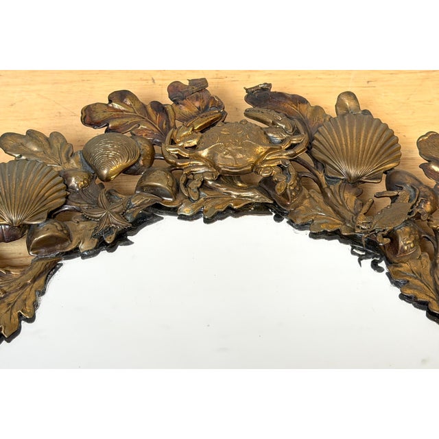 Victorian Brass Coral & Sea Life Circular Mirror, England, Late 19th Century For Sale - Image 13 of 13