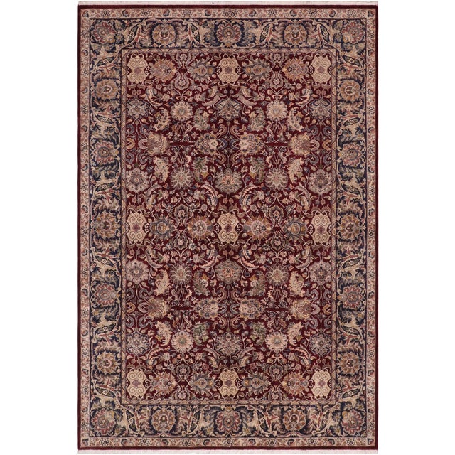 Shabby Chic Floral 1990's Pak-Persian Red/Blue Wool Rug - 6'1'' X 8'9'' For Sale - Image 9 of 9