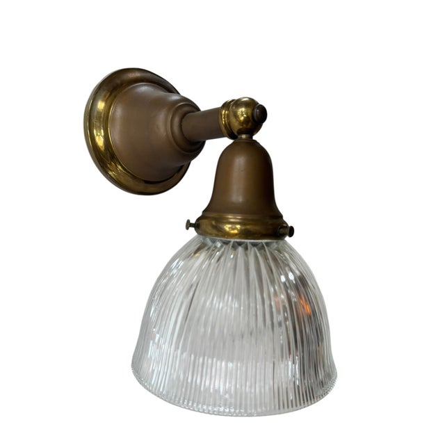 1920s Circa 1920’s Original Painted Patina Holophane Bell Shade Wall Sconce For Sale - Image 5 of 10