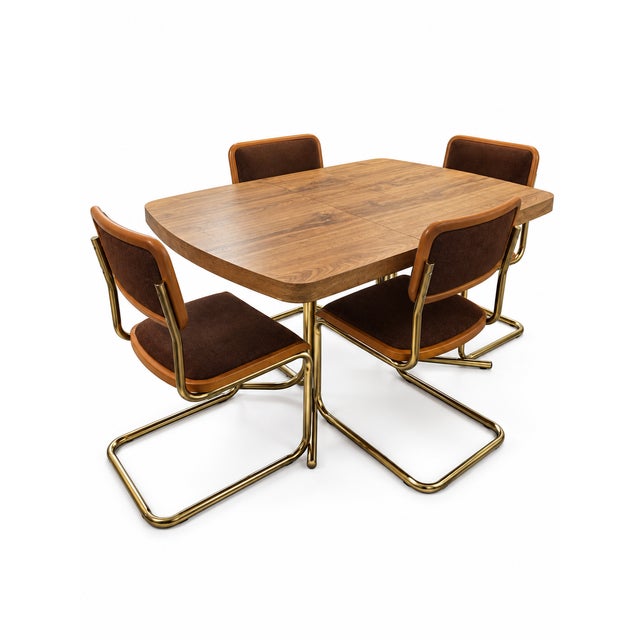 1980s 1981 Douglas Furniture of California Dining Table and Four Cantilever Chairs — 5 Pieces For Sale - Image 5 of 12