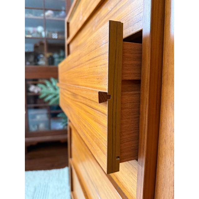 Vintage 1970s Danish Teak Tallboy Chifforobe For Sale - Image 9 of 12