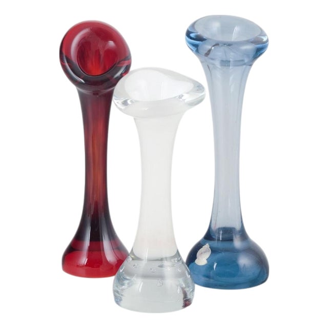Sculptural Glass Vases from Mantorp Glasbuk and Skånska Glasbruket, 1970s, Set of 3 For Sale
