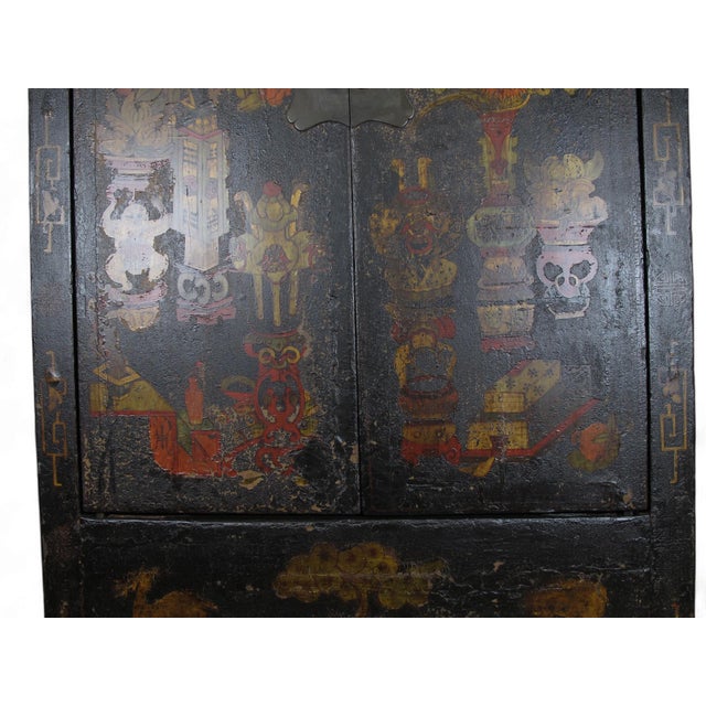 Wood Hand Painted Antique Chinese Cabinet 2 For Sale - Image 7 of 12