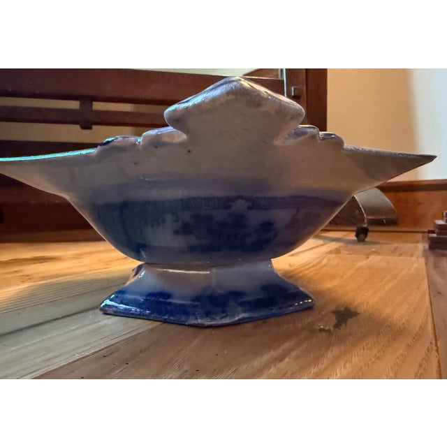 Ceramic Antique Blue and White Pottery Server J. Clementson 19th Century English Ironstone Transferware For Sale - Image 7 of 18