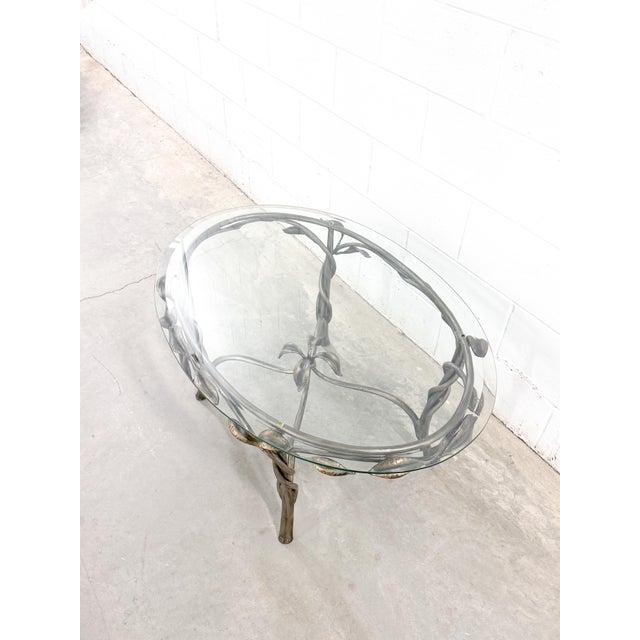 Vintage Robb & Stucky Hollywood Regency Vine Palm Floral Wrought Iron Coffee Table For Sale - Image 10 of 11