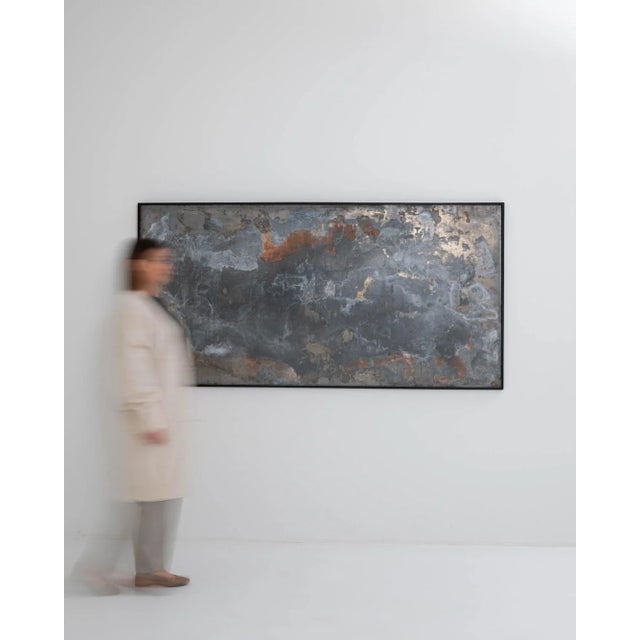 Abstract Metal Artwork in Wooden Frame For Sale - Image 11 of 13