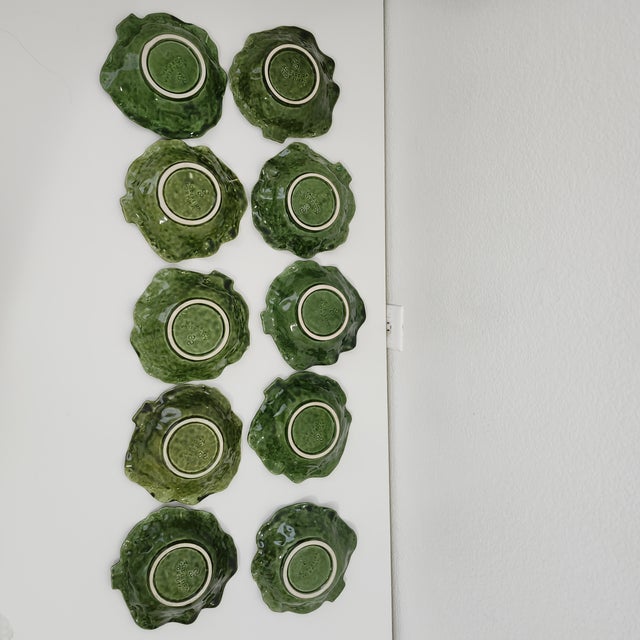 Mid 20th Century Cabbage Cup Bowls Luxury Majolica Ac Pereira Portugal - Set of 10 For Sale - Image 14 of 16