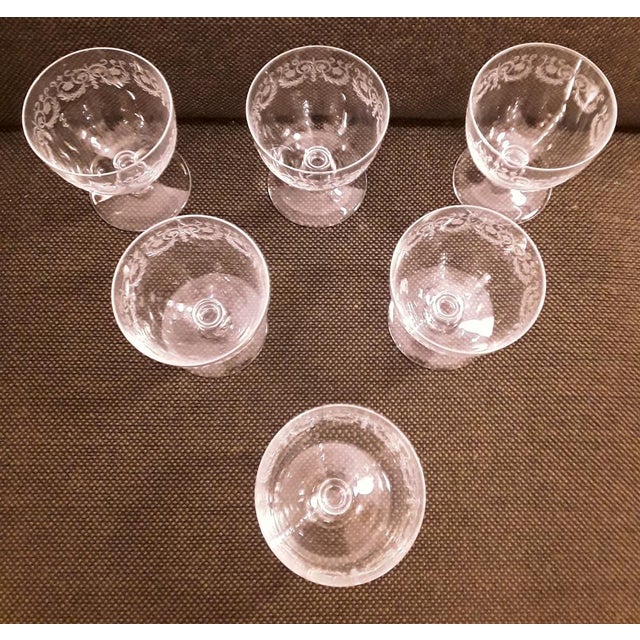 Baccarat French Crystal Glass Wine Glasses from Baccarat, 1970s, Set of 6 For Sale - Image 4 of 9