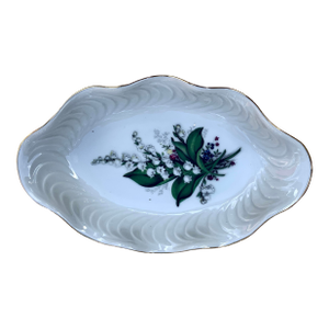 Vintage Bavaria Creidlitz Lilly of the Valley Collectible Germany Porcelain Oval Bowl