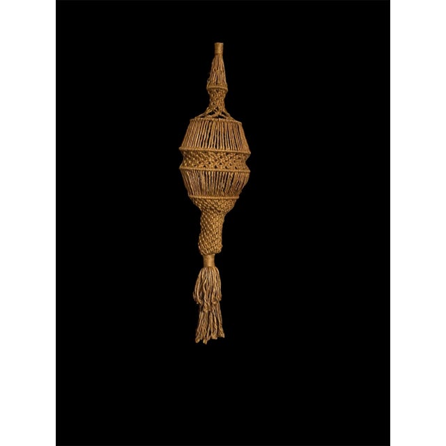 Monumental 63” Vintage Boho Macramé Swag Lamp Pendant Light Swag For Sale - Image 9 of 9