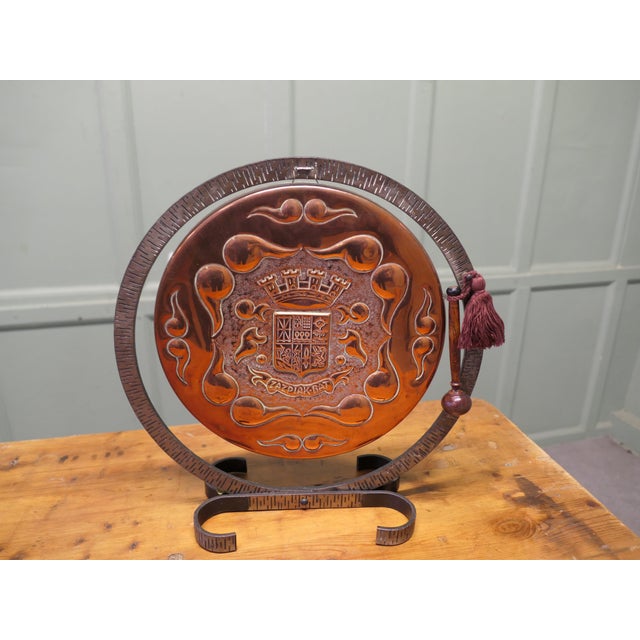 Late 19th Century Hand Hammered Basque Copper and Iron Table Gong, 1890 For Sale - Image 5 of 7