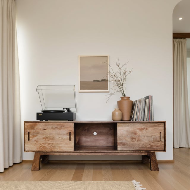 Mid-Century Modern Konig Hardwood Media Credenza Tv Stand For Sale - Image 3 of 5