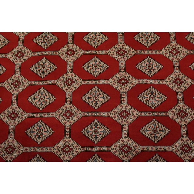 Bokhara Jaldar Rug 8’2” X 10’6” Red Wool Tribal Hand-Knotted Oriental Carpet For Sale In Philadelphia - Image 6 of 14