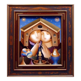 Anton Arkhipov "Candlelight" Original Oil Painting on Canvas Hand Signed For Sale