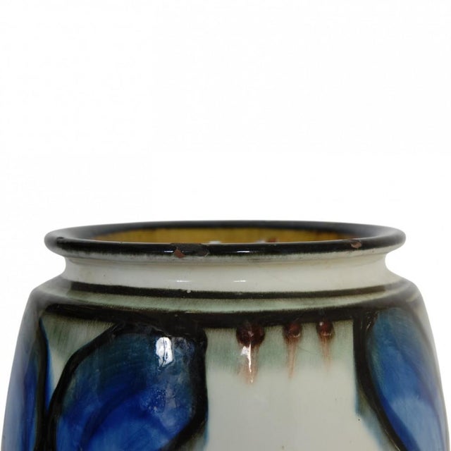 Ceramic Vase with Blue Flower Motif by Herman Kæhler, 1920s-1930s For Sale - Image 4 of 11