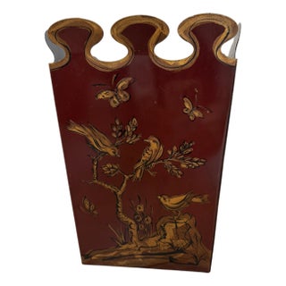 Golfar and Hughes London Tole Chinoiserie Wastebasket For Sale