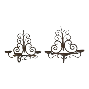 Hand Forged Iron French 18th Century Antique Pair of Sconces