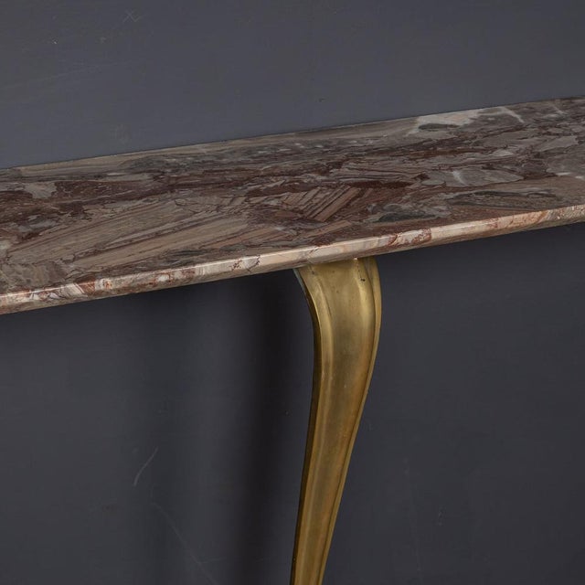 Mid-Century Italian Brass and Marble Console with Mirror, 1950s, Set of 2 For Sale - Image 12 of 18