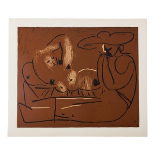After Pablo Picasso, Nude Woman and Guitarist, Linocut For Sale