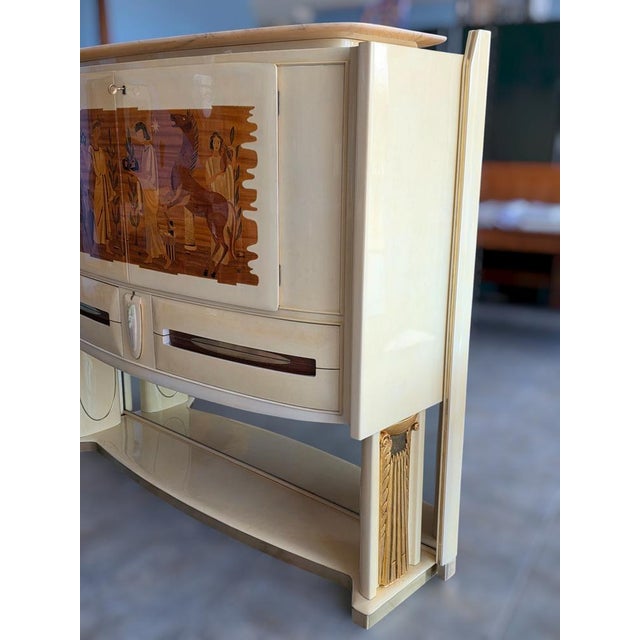 Mid-Century Modern Italian Parchement Bar Cabinet by Dassi, 1950s For Sale - Image 9 of 18