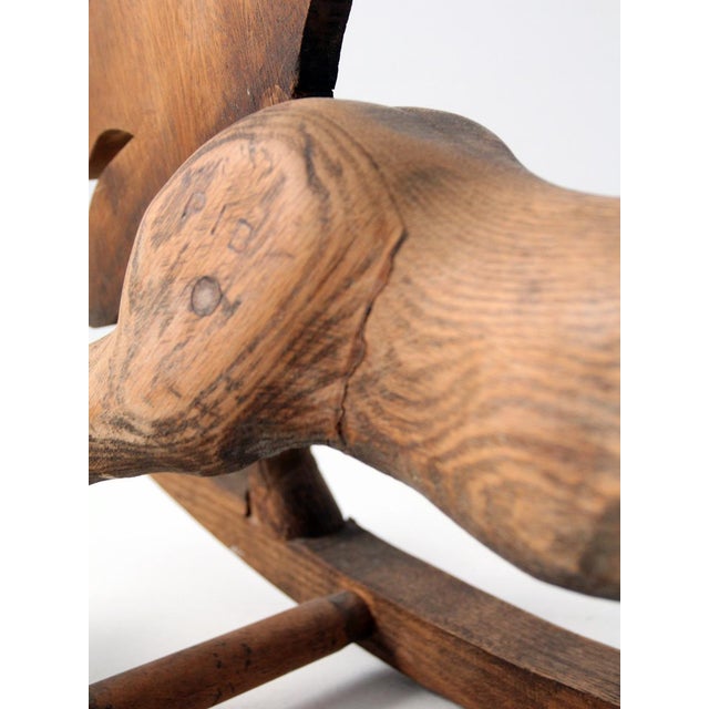 Antique Folk Art Carved Wooden Rocking Horse Primitive Sculpture For Sale - Image 4 of 12