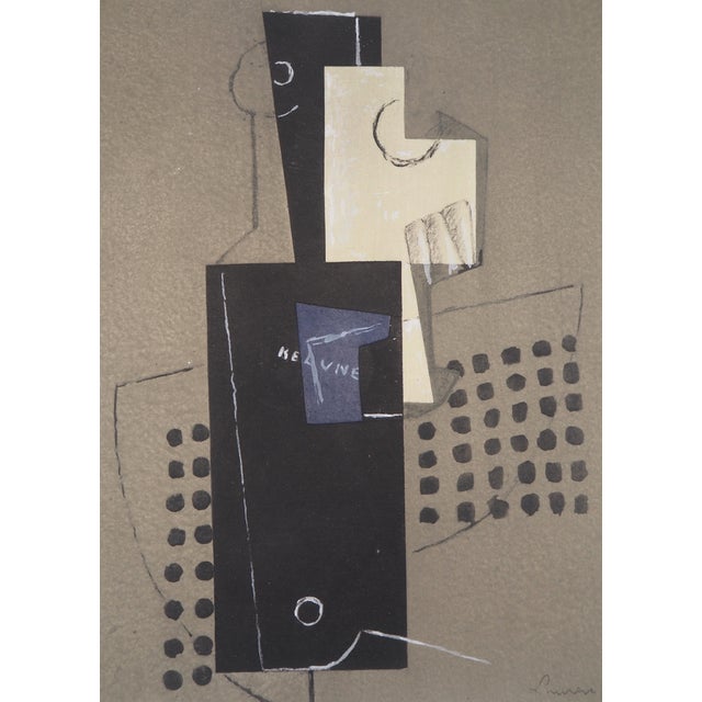 Henri Laurens, Cubist Bottle and Guitar, 1956, Signed Stencil For Sale