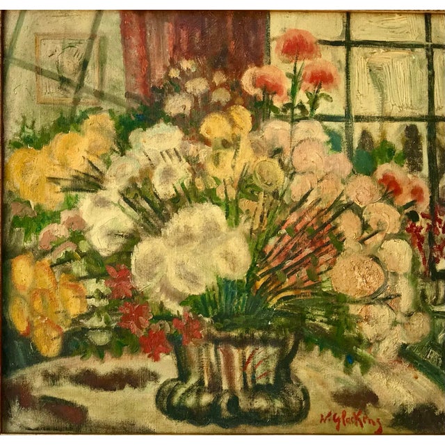 Original antique American Impressionist oil painting a still life a bouquet of flowers by William Glackens. Oil on canvas...