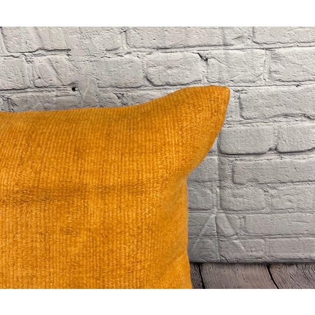 Turkish 20 x 20 Hemp Pillow Turkish Cushion Natural Orange Pillow Cushion Cover For Sale - Image 3 of 4