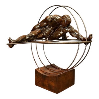 "Encirclement" Patinated Bronze Figure of a Nude Male Acrobat by Louis Lutz For Sale