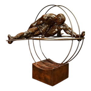 "Encirclement" Patinated Bronze Figure of a Nude Male Acrobat by Louis Lutz