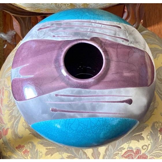 Tony Evans Raku Pottery Vase/Urn 13” Diameter (Signed and Numbered #127) For Sale In Philadelphia - Image 6 of 18
