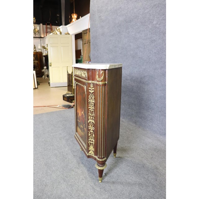 Late 19th Century Rare Signed Millet Vernis Martin Paint Decorated French Louis XVI Corner Cabinet For Sale - Image 9 of 12