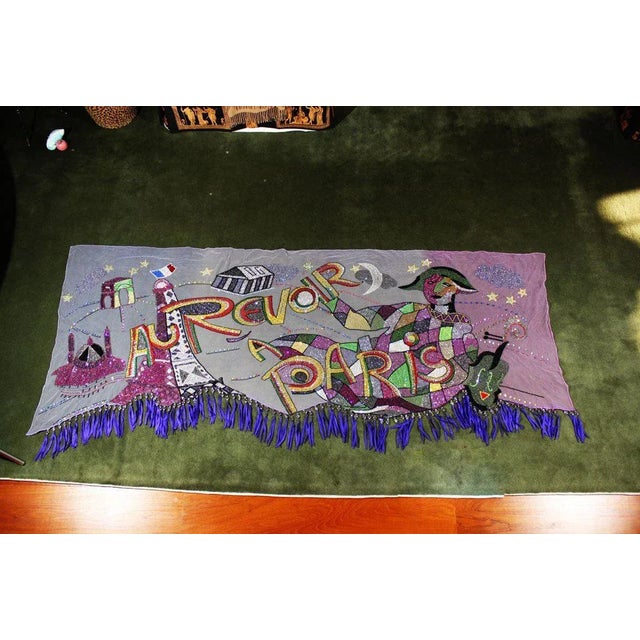 "Au revoir Paris" Runway piece from Versace. Hand beaded and sequined on netting depicting a harlequin with the Eiffel...