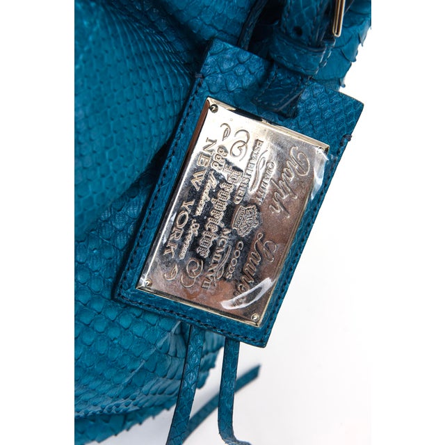 2000 - 2009 Ralph Lauren 2000 Turquoise Python Shoulder Bag With Horn Top Handle For Sale - Image 5 of 14