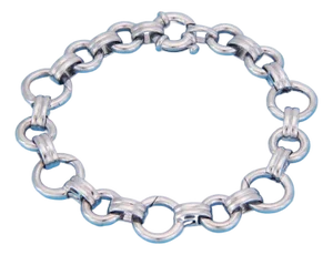 Aaron Basha 18k White Gold Large Double Bar Open Link Clasping Bracelet