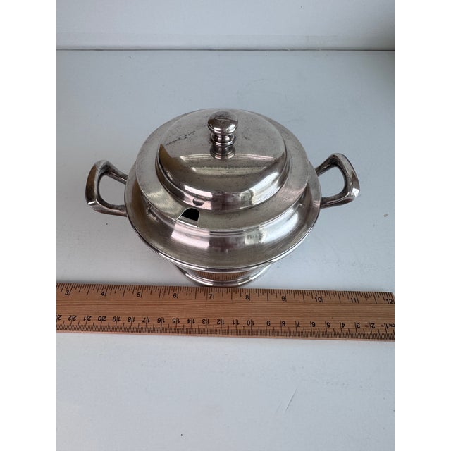Silver 1940s Mid Century Modern Hotel Silver Serving Bowl For Sale - Image 8 of 8