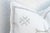 Moroccan White & Charcoal Trellis Lumbar Moroccan Silk Pillow For Sale - Image 3 of 8