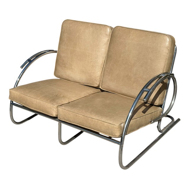 1925 Art Deco Paris Expo Machine Age Modernist Streamline Sofa Settee For Sale