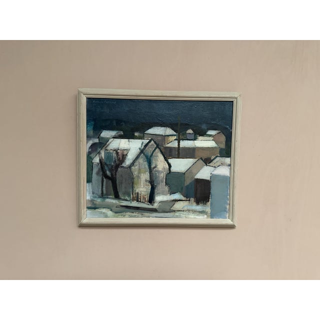 Helmer Forslund, Winter Night Over the City, 1950s, Oil on Canvas, Framed For Sale - Image 11 of 18
