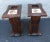 Pair Mid-Century Old Tavern Style Antiqued Pine Two-Tier Side Tables With Decorative Ceramics Inserts For Sale - Image 4 of 11