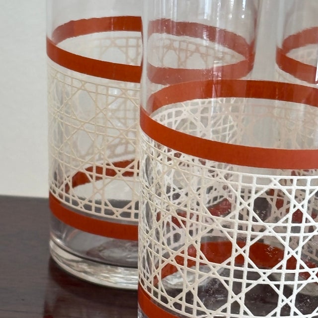 Small Mid-20th Century Woven Cane Pattern Tumblers — Set of 8 For Sale In Baltimore - Image 6 of 17