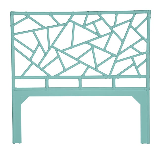 Coastal Tiffany Headboard Queen - Turquoise For Sale - Image 3 of 3
