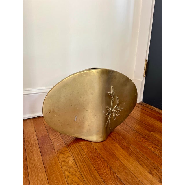 Dolbi Cashier Vintage Dolbi Cashier Brass Vase Bamboo Motif For Sale - Image 4 of 7