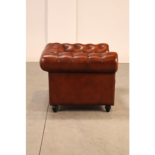 Chesterfield Style Tufted Brown Leather Club Chair For Sale - Image 13 of 16
