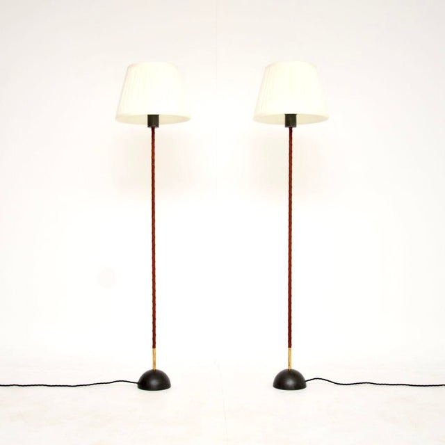 Vintage Swedish Leather Bound Floor Lamps, 1970, Set of 2 For Sale - Image 10 of 10