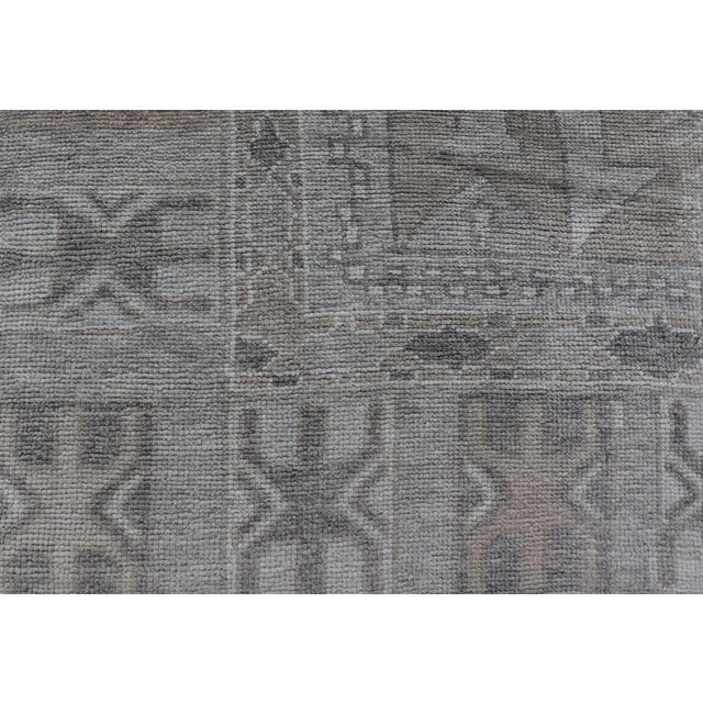 Modern Turkish Oushak Rug With Shades of Gray With Tribal Design For Sale - Image 9 of 12