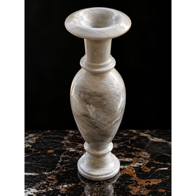 2020s Ziarat White Marble Vase – Handcrafted Natural Stone Decorative Urn, 6" X 6" X 18" For Sale - Image 5 of 8