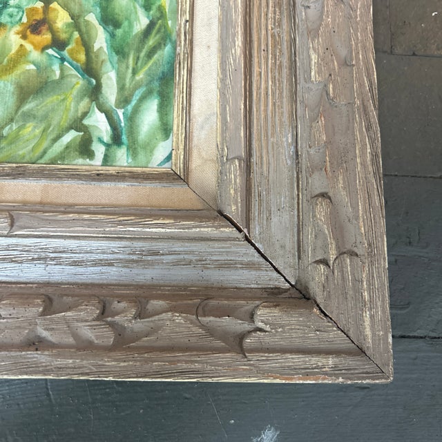 1970’s Original Sunflower Still Life Watercolor Painting For Sale - Image 4 of 5