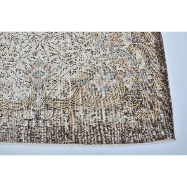 1960s Handmade Turkish Oushak Rustic Decor Wool Rug For Sale - Image 9 of 11