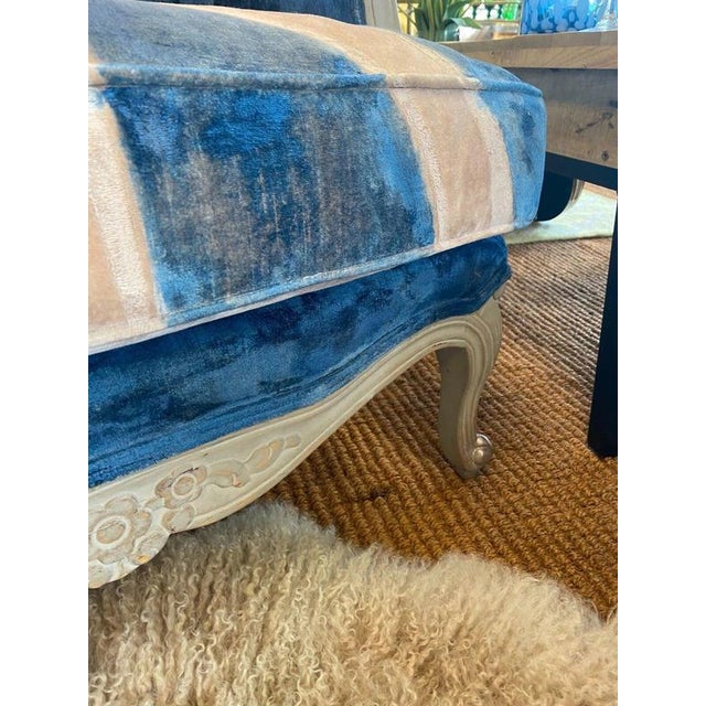 Textile Union Jack Lounge Chair with Carved Frame and Custom Painted Velvet For Sale - Image 7 of 17